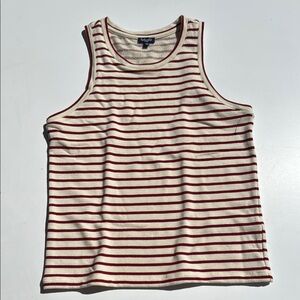 Splendid Red & Cream Striped Knit Tank Top Size Large Coastal Grandmother